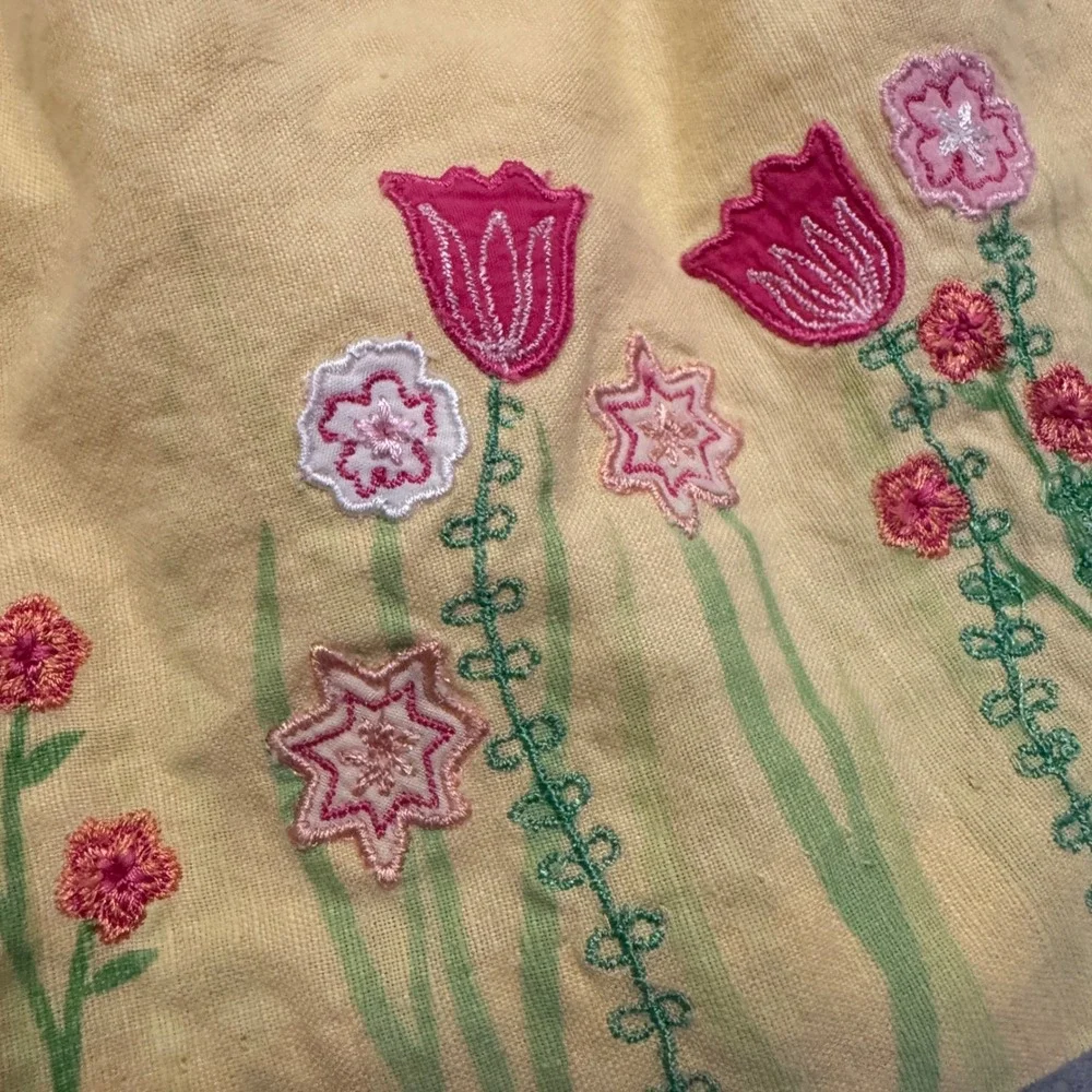 Old Navy Vintage‎ 2005 Yellow Linen Floral Embroidered Dress Shoes Set 18-24M